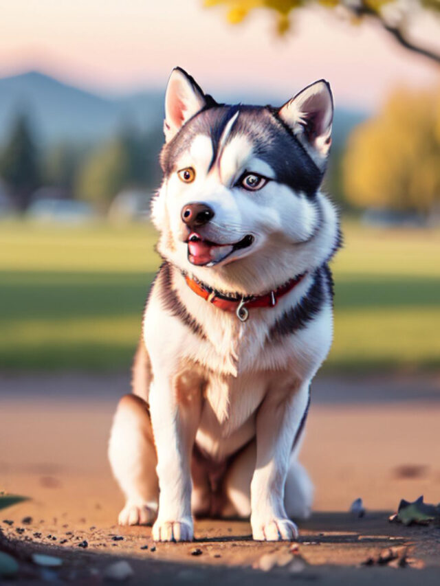 husky-dog-sits-park-with-pink-sky-him