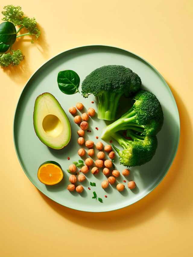 broccoli-avocado-chickpeas-spinach-yellow-backgroundai-generated